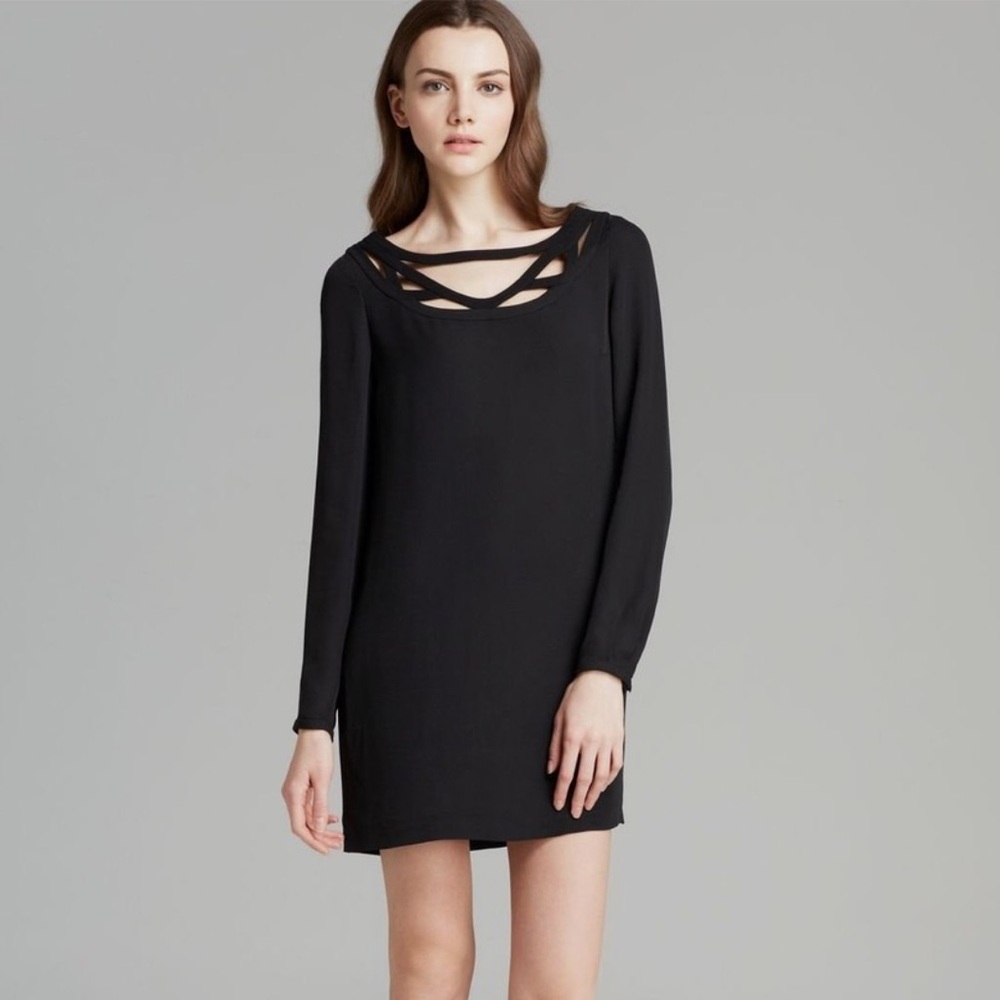 DIANE VON FURSTENBERG Silk Long Sleeve Cage Shift Dress